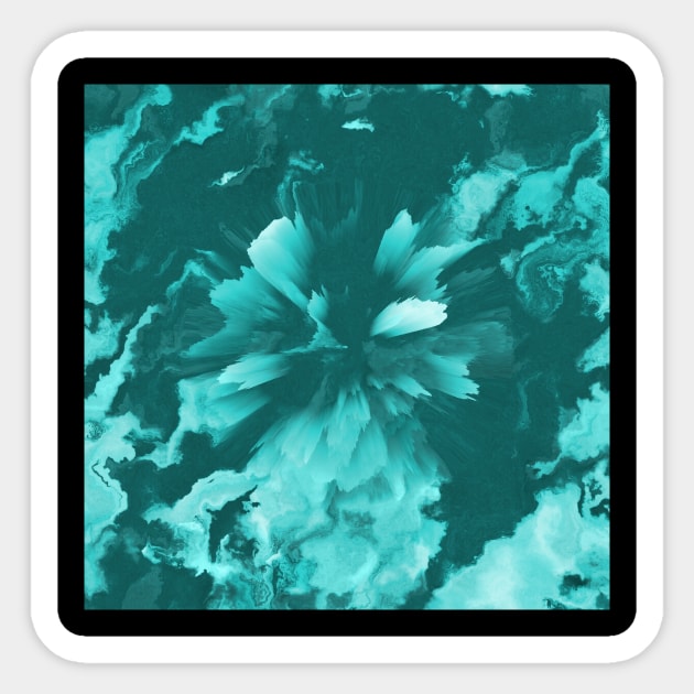 Turquoise Fluid Pour 3D Flower Sticker by Moon Art